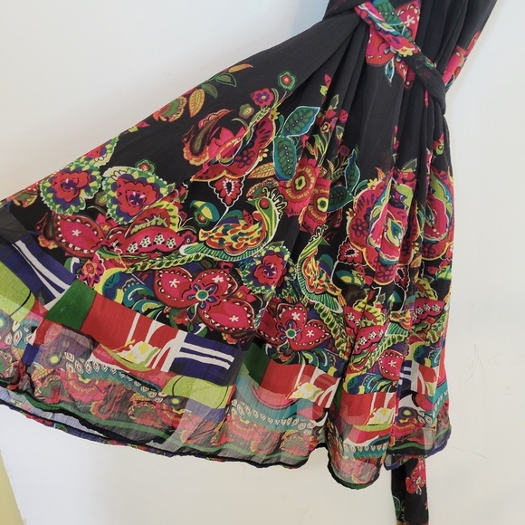 Desigual Vest Juliette Flutter Sleeve Wrap Dress Floral size 38 - Picture 11 of 11